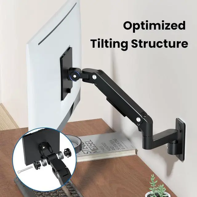 Alt view image 5 of 7 - PUTORSEN Monitor Wall Mount Arm - Heavy Duty for Ultrawide Computer up to 49 inches and 44 lbs with Gas Spring, Full Motion Adjustable, Max VESA 200x200