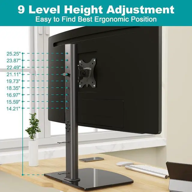 Alt view image 2 of 7 - MOUNT PRO Vertical Single Monitor Stand for Max 42 Inch/26.4lbs Ultrawide Screen, Freestanding Monitor Desk Stand, Monitor Mount with Swivel, Tilt, Rotation, 28.35 Inch Tall, VESA Stand 75x75/100x100
