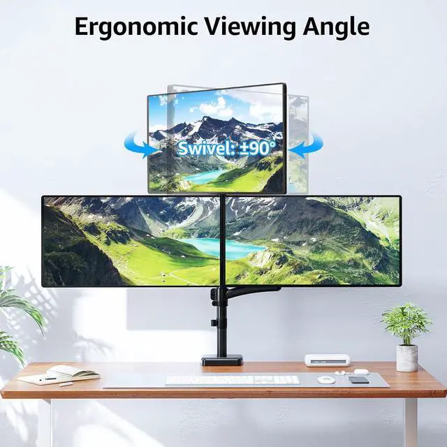 Alt view image 6 of 7 - MOUNTUP Triple Monitor Mount Holds 4.4-17.6lbs, Up to 32 Inch Monitor Stand for 3 Monitors, Triple Monitor Stand with Gas Spring Arm with Clamp/Grommet Base VESA 75x75/100x100 MU6013A