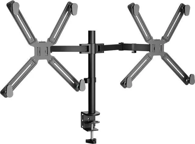 Main image of WALI Dual Monitor Arm Desk Mount, with Mounting Adaptor Brackets, Monitor Arm Holds Up to 27" Screens Without Mounting Holes, Adjustable Stand for Home, Office, School Application, (M002U), Black