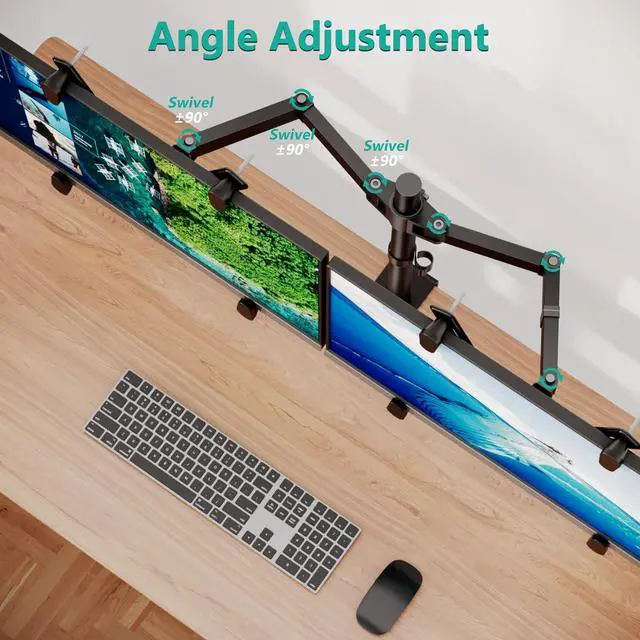 Alt view image 4 of 7 - WALI Dual Monitor Arm Desk Mount, with Mounting Adaptor Brackets, Monitor Arm Holds Up to 27" Screens Without Mounting Holes, Adjustable Stand for Home, Office, School Application, (M002U), Black