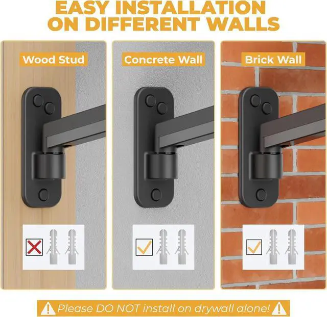 Alt view image 5 of 6 - 2 Pack Single Monitor Wall Mount for Flush/Vertical Setup, Computer Monitor Wall Arm for Two 17-32 inch Flat/Curved Screens, Fully Adjustable Gas Spring Wall Mounted Stand