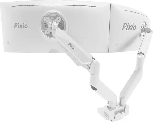 Main image of Pixio PS2D White Ultrawide Heavy-Duty Premium Dual Monitor Arm Stand Desk Mount - Fits up to 35 inches Two Monitors, Weights up to 33 lbs Each, Compatible with VESA 75x75mm 100x100mm