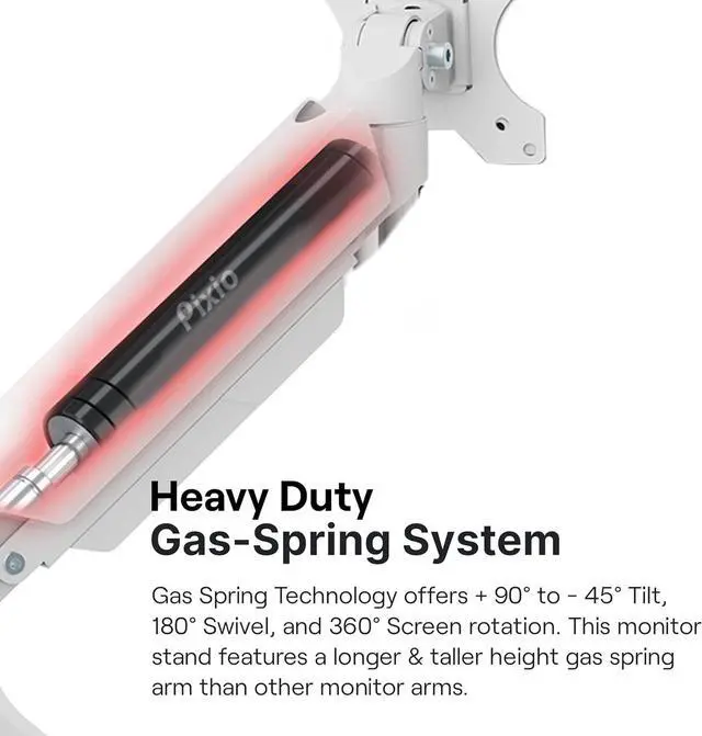 Alt view image 3 of 7 - Pixio PS2D White Ultrawide Heavy-Duty Premium Dual Monitor Arm Stand Desk Mount - Fits up to 35 inches Two Monitors, Weights up to 33 lbs Each, Compatible with VESA 75x75mm 100x100mm