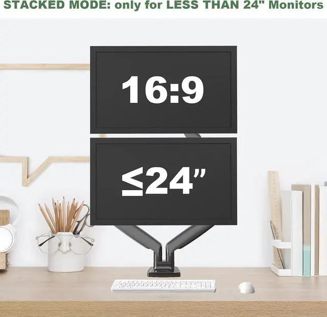 Alt view image 4 of 7 - Dual Monitor Mount, Dual Monitor Desk Mount for Two Ultrawide 22"-34" Flat/Curved Computer Screens, Fully Adjustable Gas Spring Double Monitor Stand Arms Hold 26.5lbs, VESA 75x75/100x100mm