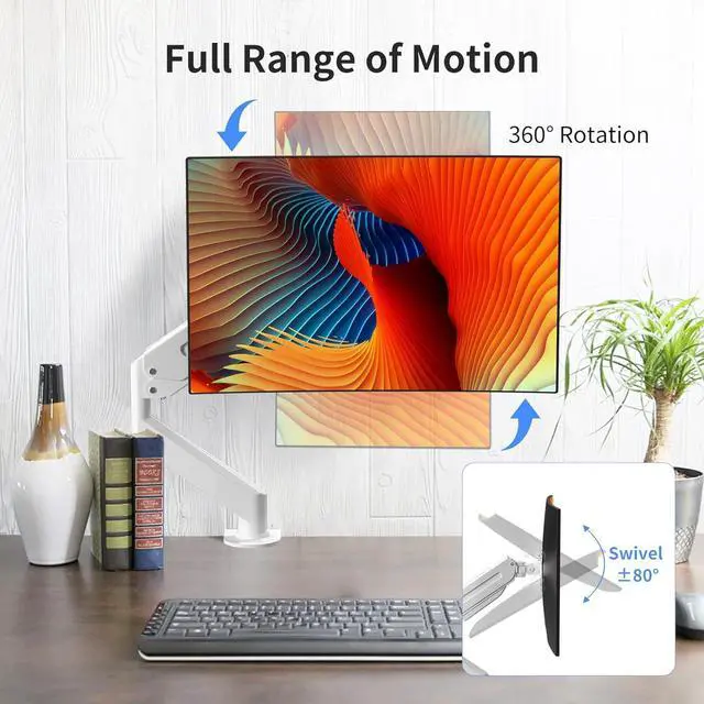 Alt view image 4 of 7 - Suptek Monitor Mount Gas Spring Monitor Arm Desk Mount Fully Adjustable Fits 17 20 22 23 24 26 27 inch Monitors (White)