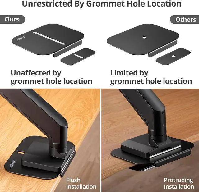 Alt view image 4 of 7 - AVLT Adjustable Reinforcement Plate Bracket Mount for Fragile Tabletop - Supports Monitor Stand with C Clamp Or Grommet Installation - Black