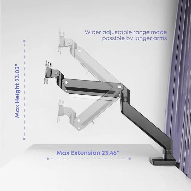 Alt view image 6 of 7 - Heavy Duty Monitor Arm for Ultrawide Screens up to 49 inch and 39.6lbs, Premium Aluminum Single Desk Mount Stand with Gas Spring, VESA 75x75/100x100