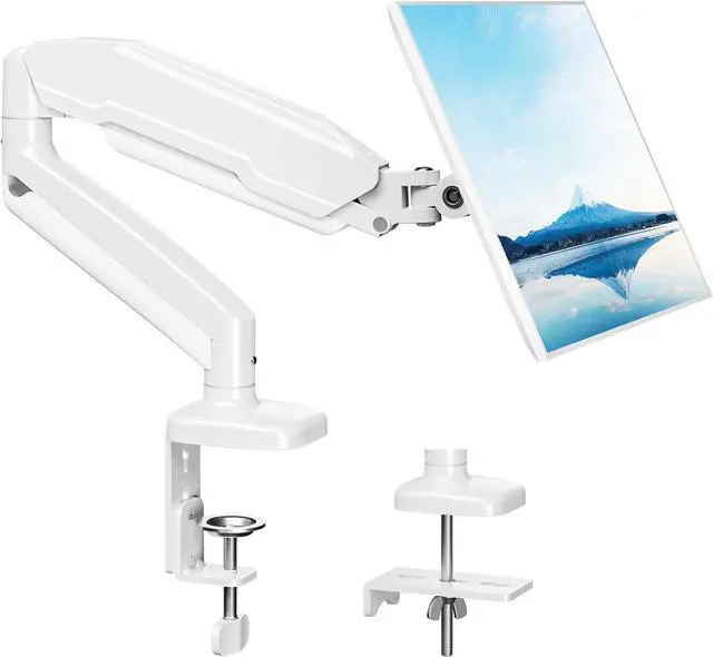 Main image of MOUNT PRO Single Monitor Desk Mount - Articulating Gas Spring Monitor Arm, Removable VESA Mount Desk Stand with Clamp and Grommet Base - Fits 13 to 32 Inch Computer Monitors, VESA 75x75/100x100, White