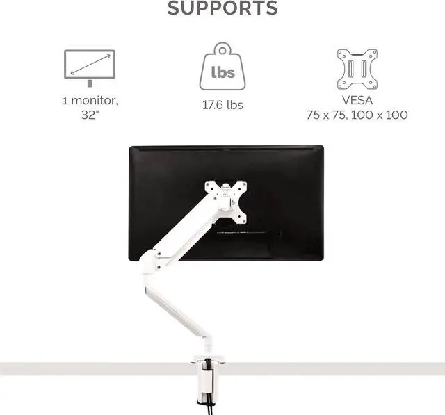 Alt view image 2 of 7 - Fellowes 8056201 Platinum Series Adjustable Computer Monitor Stand for Desk with Single Monitor Arm, 32 Inch Monitor Capacity
