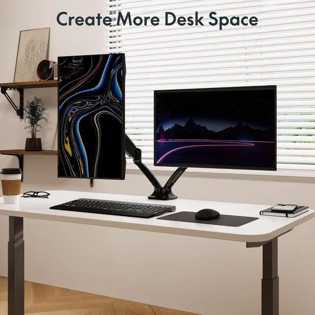 Alt view image 2 of 7 - FlexiSpot Dual Monitor Stand for Desk Adjustable Spring Monitor Arm Desk Mount Hold up to 3.3 to 11lbs Vesa Dual Monitor Mount with C Clamp for 10 to 27 Inch Computer Screens