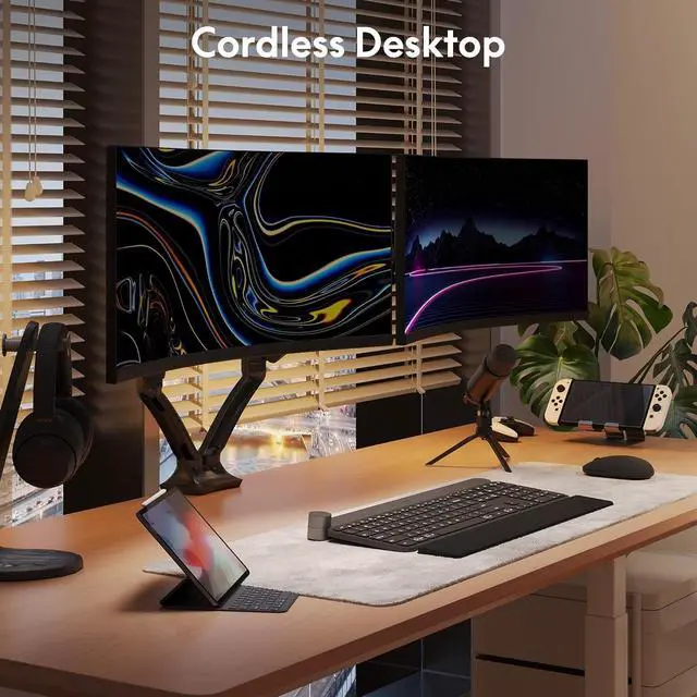 Alt view image 5 of 7 - FlexiSpot Dual Monitor Stand for Desk Adjustable Spring Monitor Arm Desk Mount Hold up to 3.3 to 11lbs Vesa Dual Monitor Mount with C Clamp for 10 to 27 Inch Computer Screens