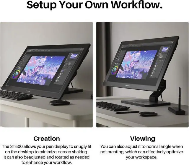 Alt view image 5 of 6 - HUION Monitor Stand, Single Monitor Arm for 17-32 inch Screens, Holds up to 22 lbs, Adjustable Monitor Mount with Gas Spring Full Motion, VESA 75x75 & 100x100mm