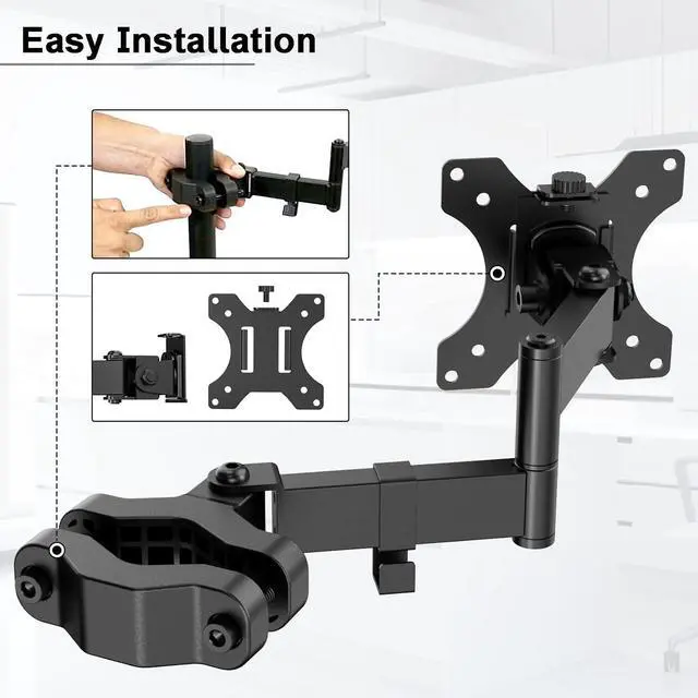 Alt view image 7 of 7 - PUTORSEN Universal VESA Pole Mount, Full Motion TV Pole Mount Fits 17 to 32 inch Screens, with Removable 75mm and 100mm VESA Plate, Vesa Mount Arm Holds up to 8kg/17.6lbs, Black