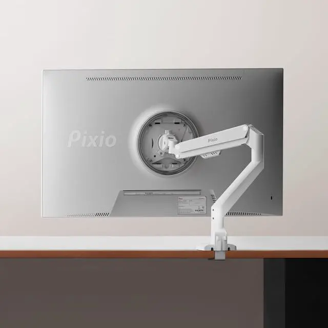 Alt view image 7 of 7 - Pixio PS1S Wave White Single Monitor Arm Stand Desk Mount - Fits up to 32 inches Monitors and up to 19.8lbs. VESA Compatibility and Integrated Cable Management