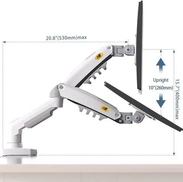 Alt view image 3 of 6 - NB North Bayou Dual Monitor Desk Mount Stand Full Motion Swivel Computer Monitor Arm for Two Screens 17-27 Inch with 4.4~19.8lbs Load Capacity for Each Display F160-W