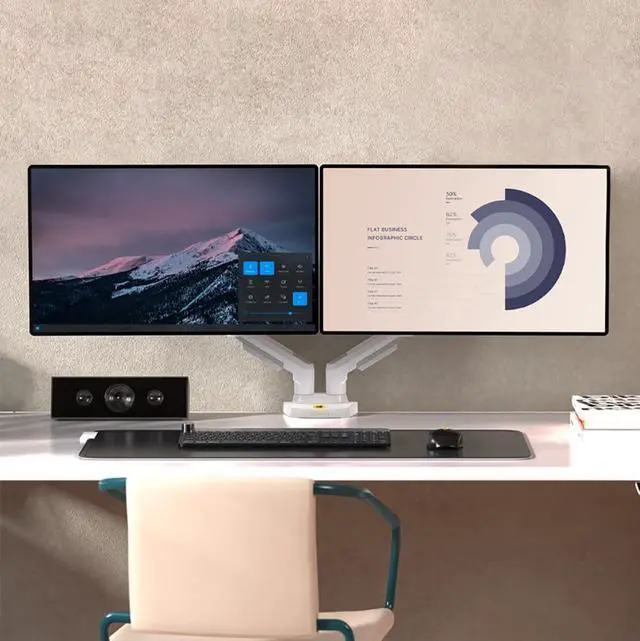 Alt view image 4 of 6 - NB North Bayou Dual Monitor Desk Mount Stand Full Motion Swivel Computer Monitor Arm for Two Screens 17-27 Inch with 4.4~19.8lbs Load Capacity for Each Display F160-W