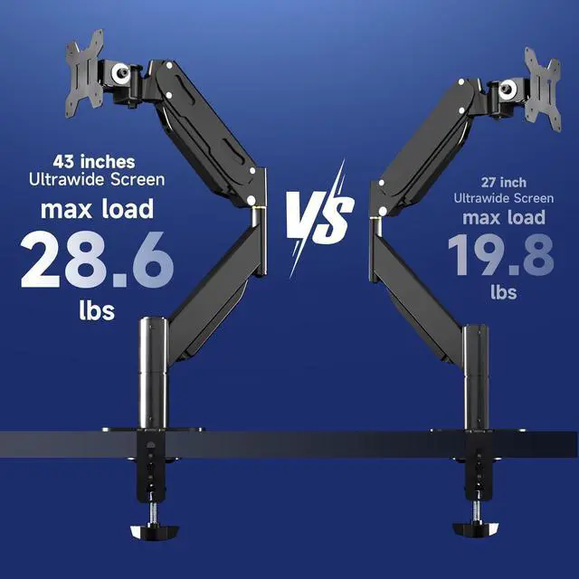 Alt view image 6 of 7 - Pholiten Premium Aluminum Heavy Duty Monitor ArmUltrawide Monitor Arm,Full Motion Single Computer Mount for Computer Screens up to 43 inchs and 28.6lbs,Adjustable Clamp and Grommet Vesa Mount.