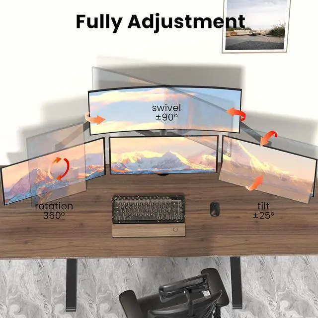 Alt view image 3 of 7 - PUTORSEN Quad Monitor Mount Holds up to 32 inch Screens, Fully Adjustable Heavy Duty 4 Monitor Mount, 4 Monitor Arm Desk Mount, Max Load 22lbs per Screen, Clamp/Grommet, VESA 75/100mm, Black