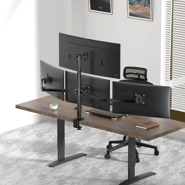 Alt view image 7 of 7 - PUTORSEN Quad Monitor Mount Holds up to 32 inch Screens, Fully Adjustable Heavy Duty 4 Monitor Mount, 4 Monitor Arm Desk Mount, Max Load 22lbs per Screen, Clamp/Grommet, VESA 75/100mm, Black