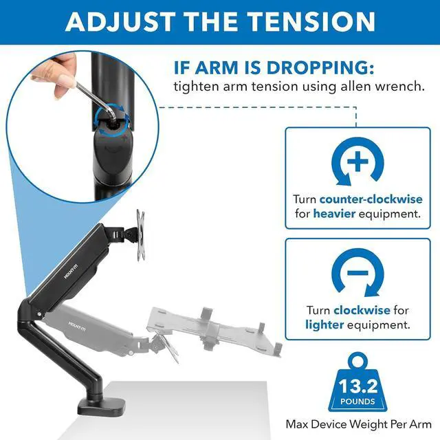 Alt view image 5 of 7 - Mount-It! Laptop and Monitor Desk Stand - Full Motion Laptop Arm Stand - Ergonomic Adjustable Monitor Mount - VESA Monitor Desk Mount with Laptop Tray
