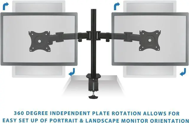 Alt view image 5 of 7 - Mount-It! Dual Monitor Mount | Double Monitor Desk Stand Arm | Two Articulating Arms Fit 2 Screens 17 19 20 21 22 24 27 Inch Computer | VESA 75 100 Compatible Displays | C-Clamp Base