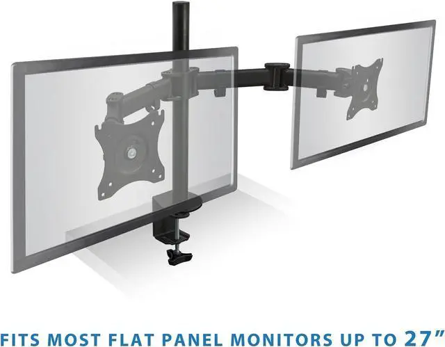 Alt view image 6 of 7 - Mount-It! Dual Monitor Mount | Double Monitor Desk Stand Arm | Two Articulating Arms Fit 2 Screens 17 19 20 21 22 24 27 Inch Computer | VESA 75 100 Compatible Displays | C-Clamp Base