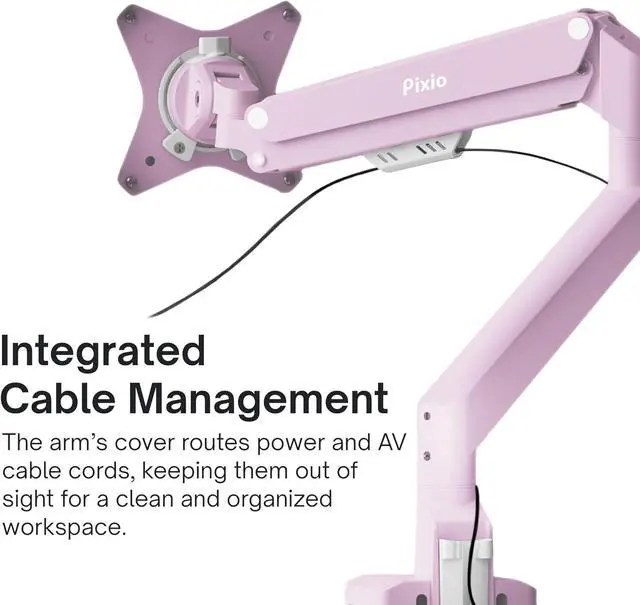 Alt view image 5 of 7 - Pixio PS1S Wave Pink Single Monitor Arm Stand Desk Mount - Fits up to 32 inches Monitors and up to 19.8lbs. VESA Compatibility and Integrated Cable Management