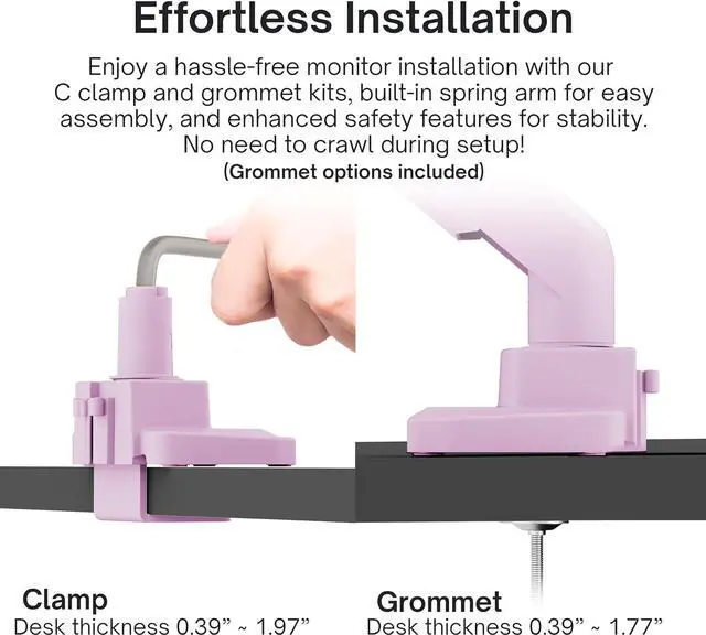 Alt view image 6 of 7 - Pixio PS1S Wave Pink Single Monitor Arm Stand Desk Mount - Fits up to 32 inches Monitors and up to 19.8lbs. VESA Compatibility and Integrated Cable Management