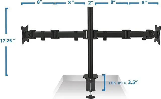 Alt view image 4 of 7 - Mount-It! Dual Monitor Mount | Double Monitor Desk Stand Arm | Two Articulating Arms Fit 2 Screens 17 19 20 21 22 24 27 Inch Computer | VESA 75 100 Compatible Displays | C-Clamp Base
