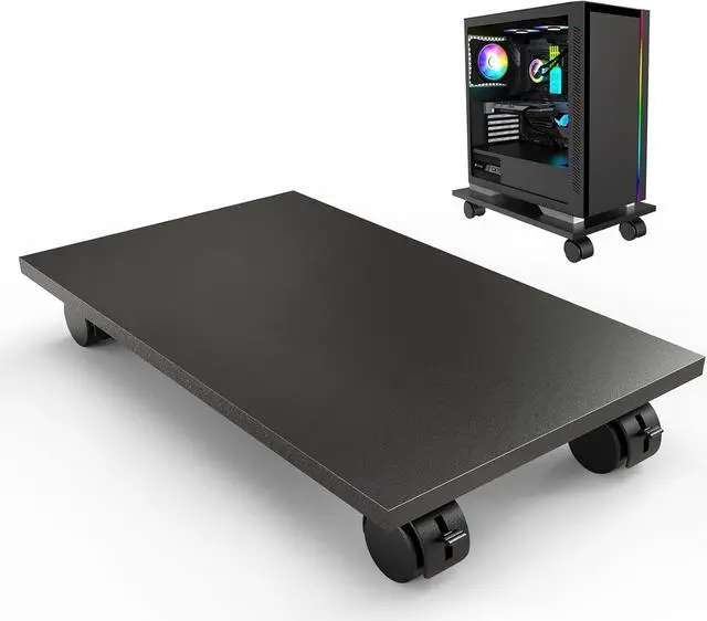 Main image of CPU StandComputer Tower StandMobile CPU Holder with 4 Caster Wheels Fits for PCPrinterMost Computer TowerOfficeHomePlanter CaddiesDog Bowl Stand (Black)