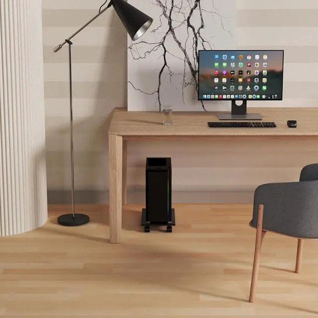Alt view image 2 of 7 - CPU StandComputer Tower StandMobile CPU Holder with 4 Caster Wheels Fits for PCPrinterMost Computer TowerOfficeHomePlanter CaddiesDog Bowl Stand (Black)