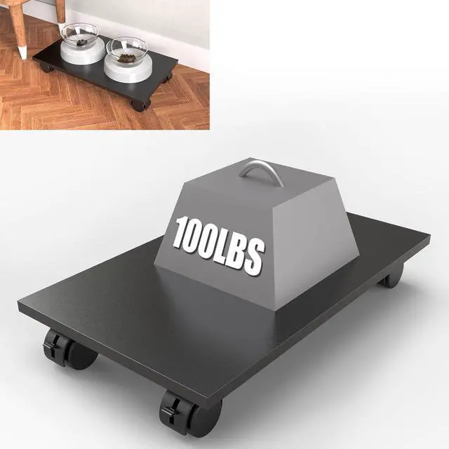 Alt view image 5 of 7 - CPU StandComputer Tower StandMobile CPU Holder with 4 Caster Wheels Fits for PCPrinterMost Computer TowerOfficeHomePlanter CaddiesDog Bowl Stand (Black)