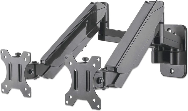 Main image of Universal Gas Spring Dual Monitor Wall Mount Two Gas-Spring Jointed Arms, Supports Two 17" to 32" TV Or Monitors up to 8 Kg (17.64 Lbs.) Model Number 461627