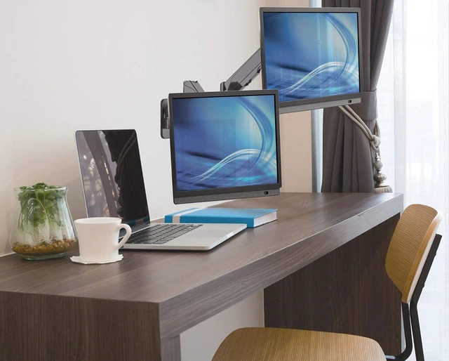 Alt view image 3 of 6 - Universal Gas Spring Dual Monitor Wall Mount Two Gas-Spring Jointed Arms, Supports Two 17" to 32" TV Or Monitors up to 8 Kg (17.64 Lbs.) Model Number 461627