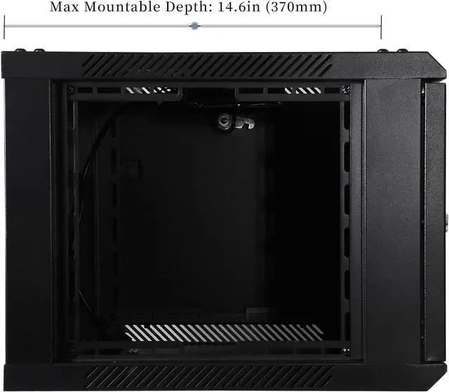 Alt view image 3 of 7 - 6U Performance Wall Mount Server Cabinet Network Rack Enclosure, Quiet Cooling Fan, Locking Glass Door, Black