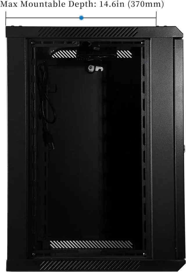 Alt view image 3 of 7 - 12U Performance Wall Mount Server Cabinet Network Rack Enclosure, Quiet Cooling Fan, Locking Glass Door, Black