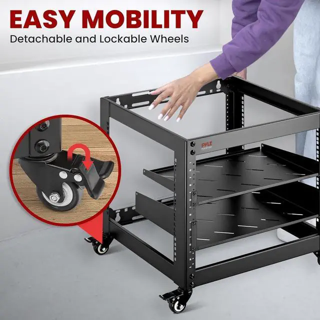 Alt view image 3 of 7 - 10U Server Rack Network Cabinet - Enclosed Wall Mount Rack includes Mounted Fan, Lockable Door & Hardware | Compatible with 19" Equipment Standard (Black)