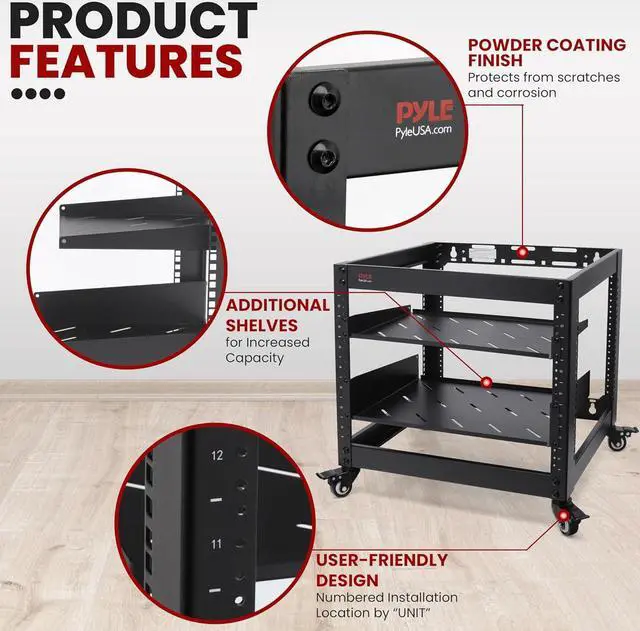 Alt view image 6 of 7 - 10U Server Rack Network Cabinet - Enclosed Wall Mount Rack includes Mounted Fan, Lockable Door & Hardware | Compatible with 19" Equipment Standard (Black)