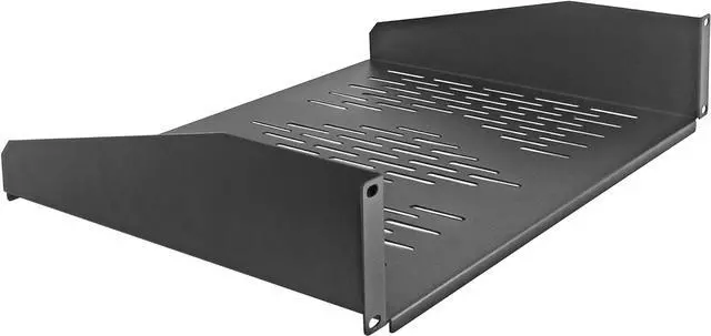 Main image of RIVECO 19 2U Rack Shelf Server Cabinet Mount Vented Cantilever Tray for Network Equipment, 14 Inches 35 CM Depth, Black