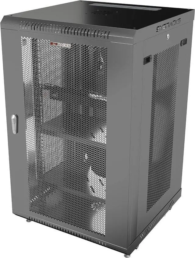Alt view image 2 of 7 - Sysracks - Server Rack - Wall Cabinet - Wall Mount Rack on Casters Locking Network Enclosure with Fans - VENTED Door Audio Rack - Network Rack - 24 Inch Depth AV Cabinet (18U (24" W x24 D x35 H))