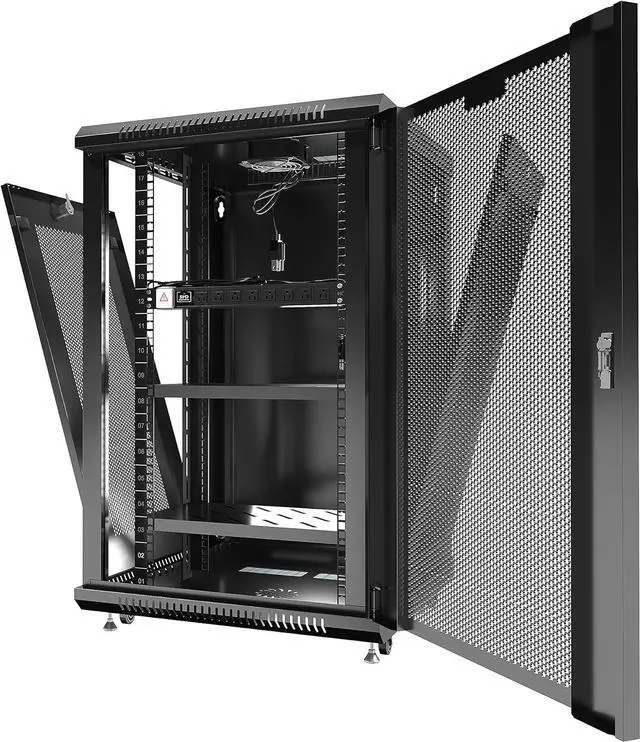 Alt view image 3 of 7 - Sysracks - Server Rack - Wall Cabinet - Wall Mount Rack on Casters Locking Network Enclosure with Fans - VENTED Door Audio Rack - Network Rack - 24 Inch Depth AV Cabinet (18U (24" W x24 D x35 H))