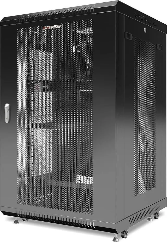 Alt view image 5 of 7 - Sysracks - Server Rack - Wall Cabinet - Wall Mount Rack on Casters Locking Network Enclosure with Fans - VENTED Door Audio Rack - Network Rack - 24 Inch Depth AV Cabinet (18U (24" W x24 D x35 H))