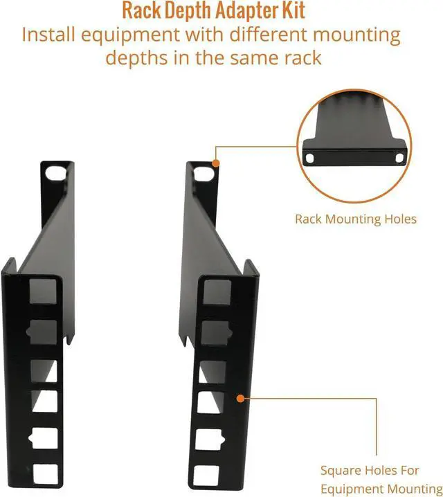 Alt view image 4 of 6 - Server Rack Depth Extender - 2U - 6inch / 15.24 cm - TAA Compliant - Recessed Rack Adapter - Rack Mount Adapter Kit - Network Rack Extender