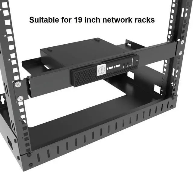 Alt view image 2 of 6 - JINGCHENGMEI Mini Rack Mount for Dell OptiPlex Micro Form Factor Case-1U Hinged Server Rack Shelf with Easy Access Network Connections in 19-inch Network Cabinet or Server Rack
