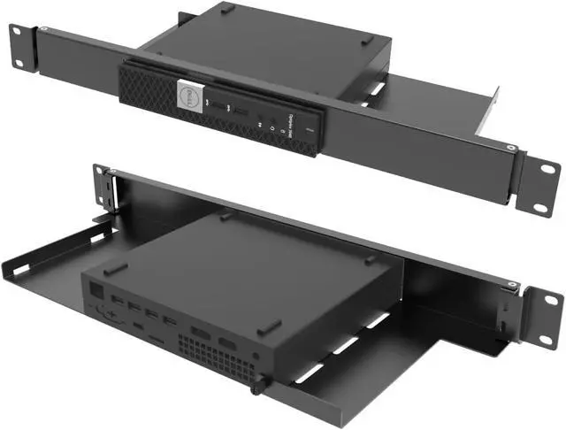 Alt view image 6 of 6 - JINGCHENGMEI Mini Rack Mount for Dell OptiPlex Micro Form Factor Case-1U Hinged Server Rack Shelf with Easy Access Network Connections in 19-inch Network Cabinet or Server Rack