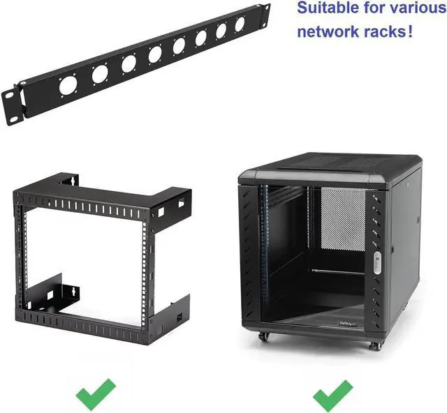 Alt view image 5 of 5 - 1U Hinged Rack Panel 8D XLR HDMI Audio Rack Mount Panel for 19 inches Rack Mount (1U8D)