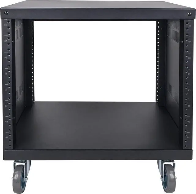 Alt view image 4 of 6 - Sound Town 8U Universal Steel Rack, w/ 3" Locking Casters, Vented Side Panels for Audio Video, Server and Network Equipment (STRK-M8U)