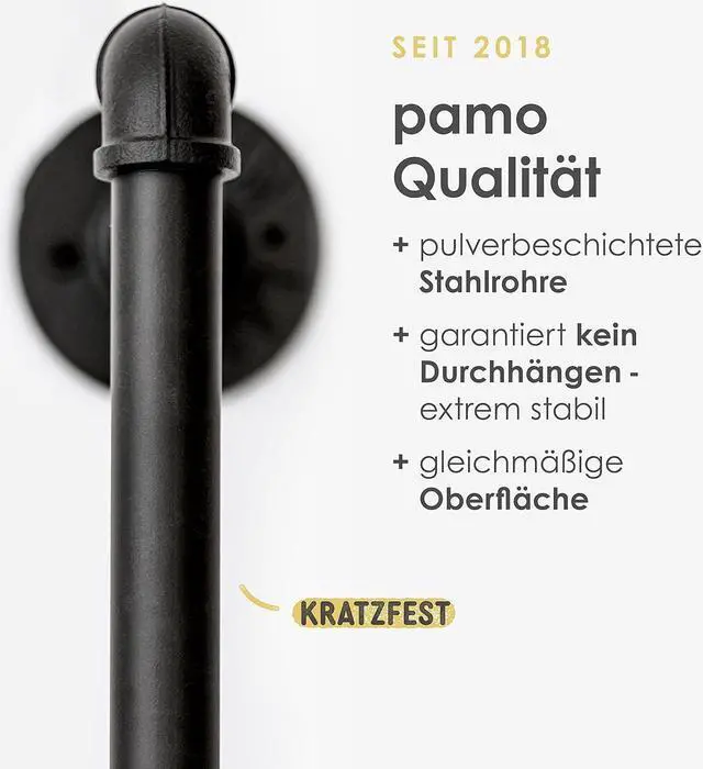 Alt view image 3 of 7 - pamo Industrial pipe clothing rack metal black - Wall mounted clothes racks for hanging clothes - Modern walk in closet - KIM II DOUBLE black