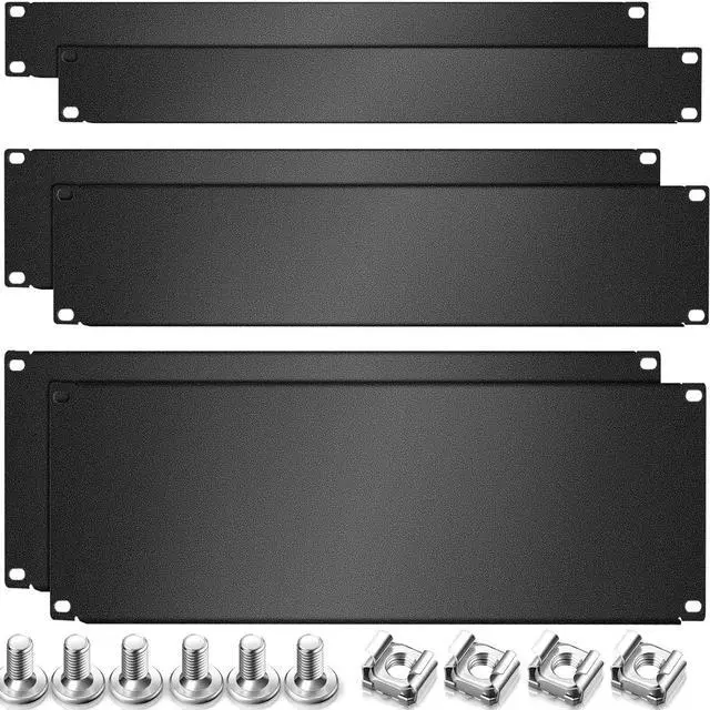 Main image of 1U,2U,4U Blank Panel Metal Rack Mount Filler Panel Mount Panel Spacer 19 Inches Rack Blanking Panel Kit for Enclosure Server Rack Cabinet Black (6 Pieces)